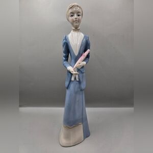 Royal Coronet Dan Brechner 11" Blue Lady-Umbrella Porcelain Figurine Cottagecore
